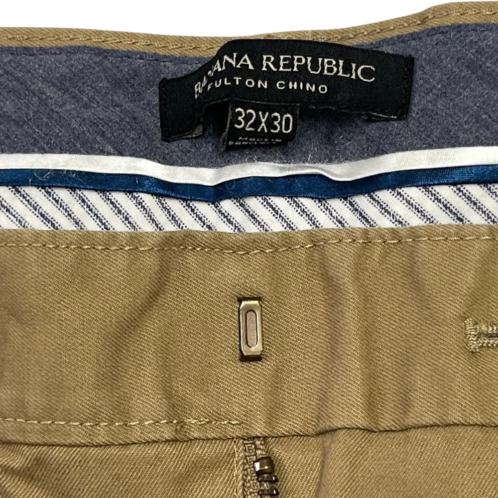 Banana Republic Pants Men 32x30 Brown Tan Fulton Chino Skinny Fit Stretch Casual
